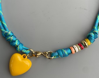 Paracord hart hanger ketting | Y2K-choker met bohokralen