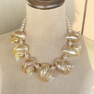Statementketting schelpparel | Boho strand bruiloft bruidssieraden