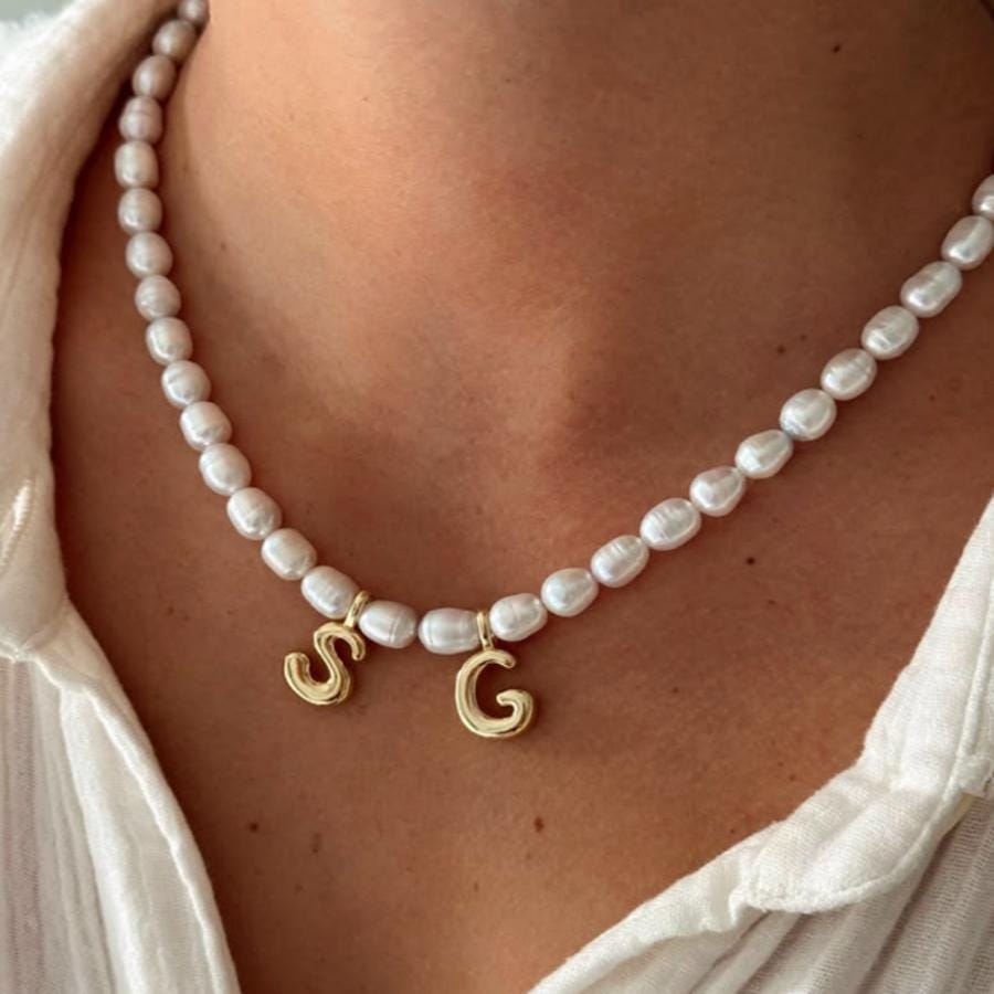 Girocollo PERLINE CON INIZIALE ZIRCONI - Silver / A