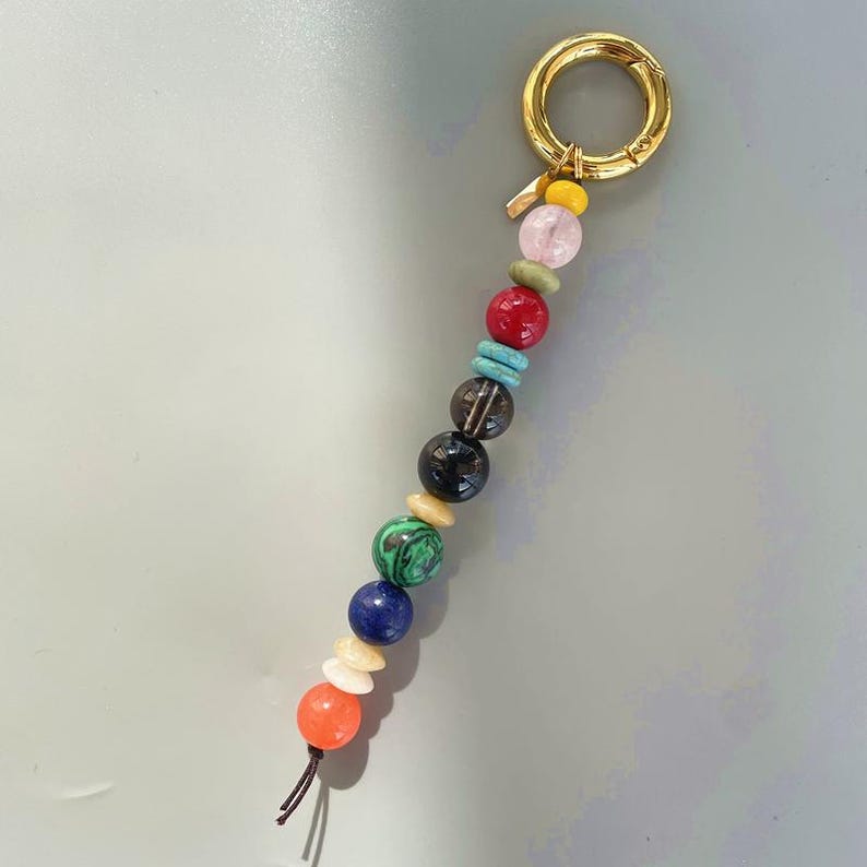 Cowrie Shell Beaded Keychain – Boho Bag Charm with Stone Accents image 9