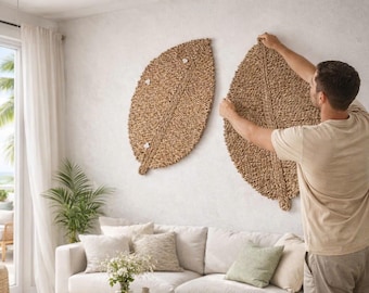 Natural Woven Wall Decor Set – Handmade Rattan Wall Art for Living Room or Entryway
