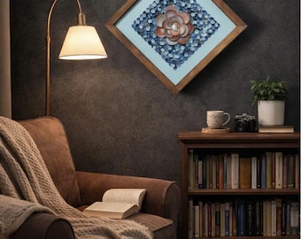 Handmade 3D Seashell Wall Art – Quiet Ocean Flower Relief, Wooden Frame