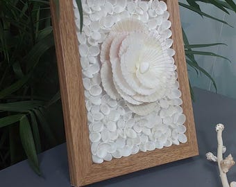 Handmade Shell Relief Wall Art – Quiet White Sculptural Frame