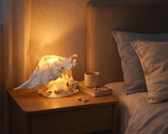 Handmade Seashell Table Lamp – Natural Shell Coastal Ocean Decor Night Light