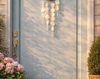 Handmade Seashell Wall Hanging Wreath – Coastal Natural Decor for Entryway, Door or Living Space