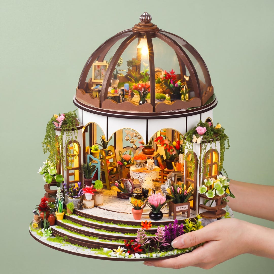 DIY Miniature House Kit, 3D Puzzle With LED Lights (hanging Garden) - Etsy