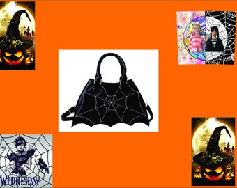 Halloween Bat Shaped Novelty Bag, Goth Funny Cross body Bag, Fashion Handbag & Shoulder Purse For Women, Wednesday Purse D-15-005-898