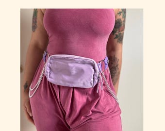 Rave Fanny Pack Belt | Handmade Festival Bag with Chains | Size Adjustable Ravewear | Purple