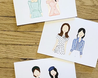 Kate Middleton and Meghan Markle Fashion Greeting Cards (HAND DRAWN and COLORED)