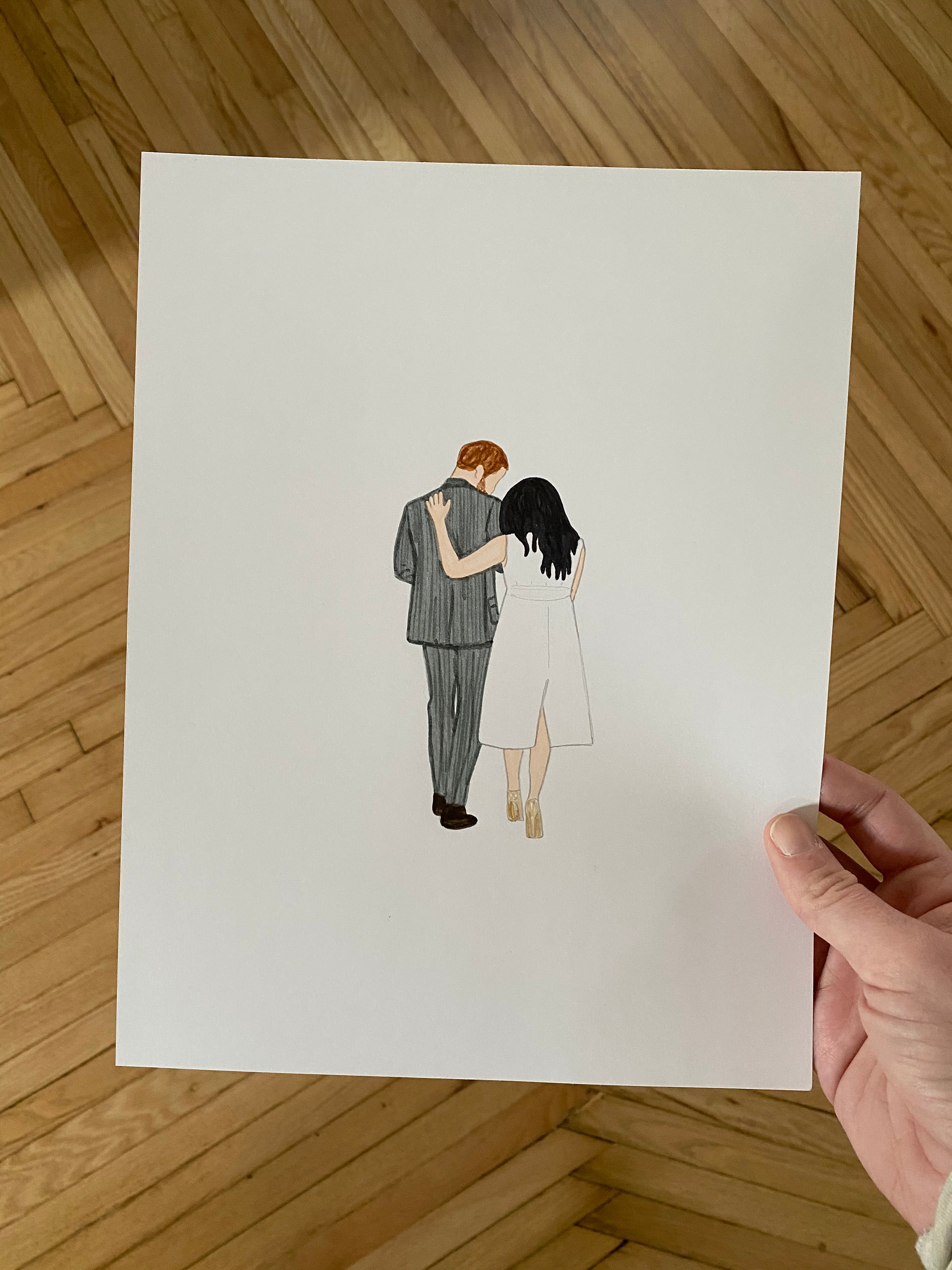 Meghan Markle and Prince Harry Christening- Fashion Sketch (HAND