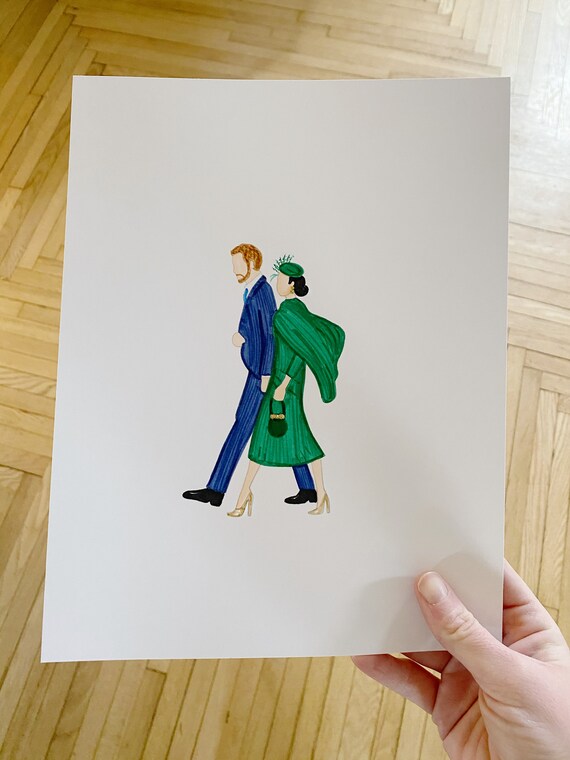 Prince Harry and Meghan Markle Fashion Print- "commonwealth Day" (HAND  DRAWN and COLORED) - Etsy
