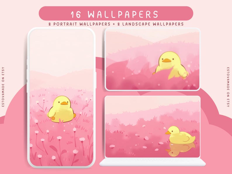 Pink Sakura Spring Duck Wallpapers Cute Phone Tablet Desktop Laptop ...