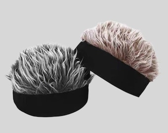 Men's Fake Hair Headband Hat | Spiky Faux Hair Cap for Effortless Street Style