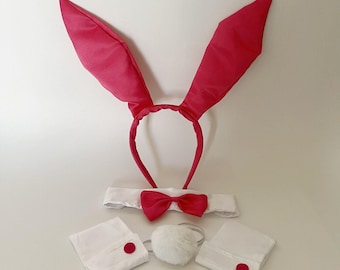 Bunny Costume Set - Rabbit Ears Headband, Bow Tie, Cuff and Tail Accessories Kit