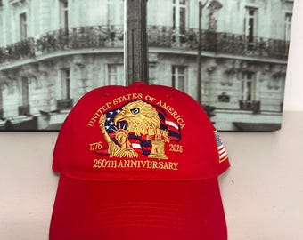 250th Anniversary Hat Baseball Cap Patriotic Adjustable Embroidered