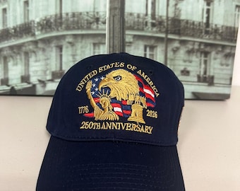 250th Anniversary Hat Baseball Cap Patriotic Adjustable Embroidered