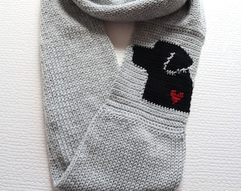 Handmade Labrador Retriever Infinity Scarf: Knitted Silver Gray Dog Scarf
