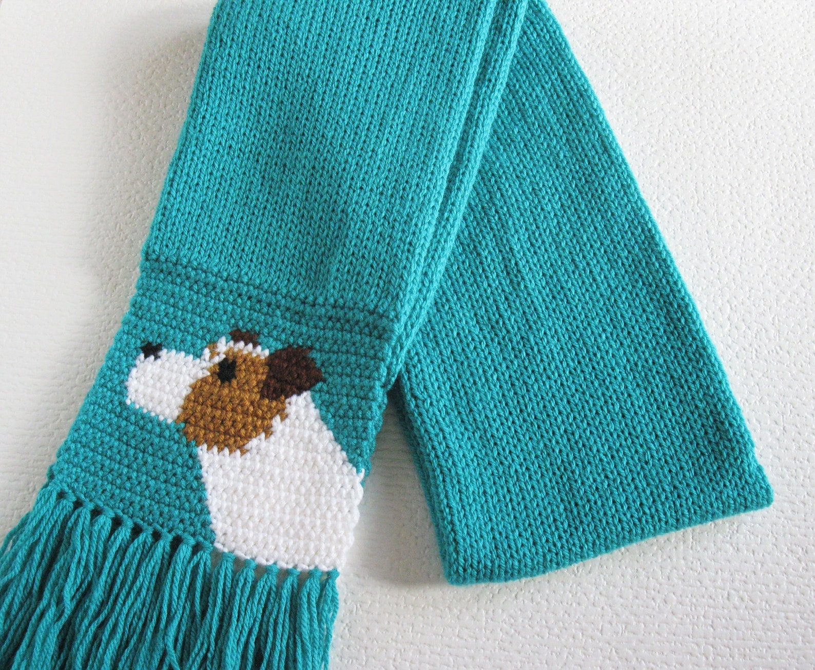 Jack Russell Terrier Scarf. Turquoise Knitted Scarf With | Etsy