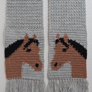 Horse scarf crochet pattern. Instant download instructions to make a dark bay horse scarf image 9