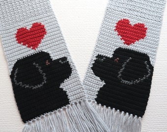 Crochet pattern for a Newfoundland dog scarf.  Instant download intarsia crochet.