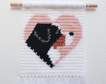 Bernese Mountain Dog Crochet Pattern: Heart Wall Hanging (PDF Download)
