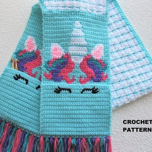 Unicorn scarf with pockets, crochet pattern. Instant download