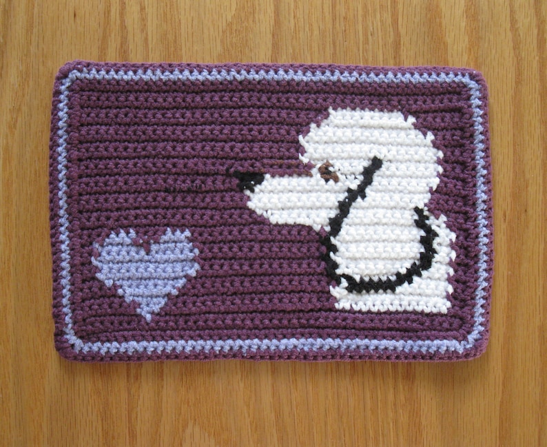 Poodle dog crochet pattern. Instant download mug mat pattern. Poodle mug rug image 3