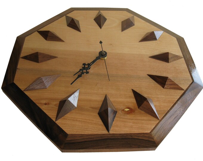 Wood Hanging Clock. Walnut and Birch Wooden Wall Clock. Etsy