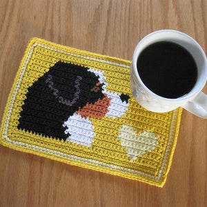 Bernese mountain dog crochet pattern. Instant download mug mat pattern