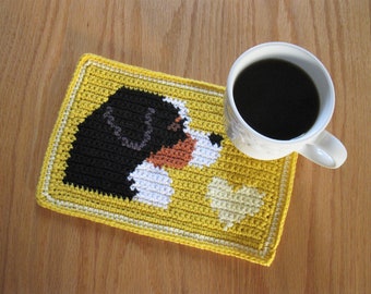 Bernese mountain dog crochet pattern. Instant download mug mat pattern