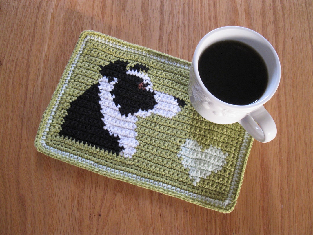 Border Collie Crochet Instant Download Mug Mat Pattern