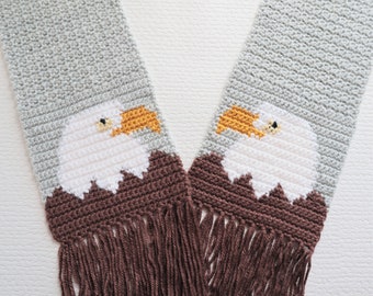Crochet Eagle Scarf Pattern, American Bald Eagle Design (PDF Download)