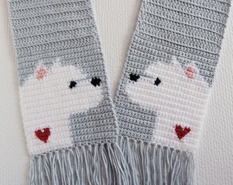 Crochet Westie Dog Scarf, DIY Hearts Scarf (PDF Pattern Design