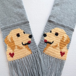 Handmade Golden Retriever Scarf: Gray Knit Dog Mom Gift