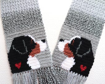 Bernese mountain dog scarf. Gray striped pet lover gift