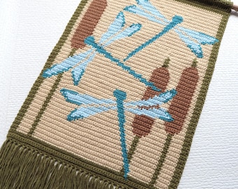 Dragonfly Tapestry Crochet Pattern: Intarsia Wall Hanging (PDF Download)