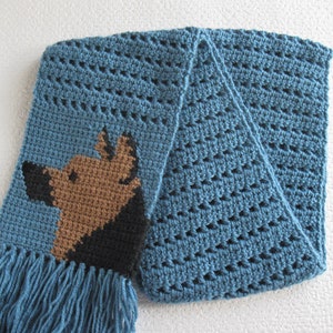 German Shepherd Crochet Pattern. DIY Scarf With a Black and Fawn ...