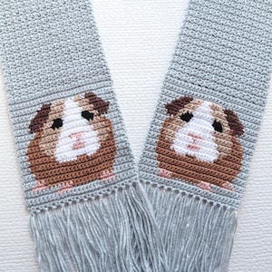 Patrón de bufanda de conejillo de indias. Intarsia en crochet. Descarga instantánea en PDF.