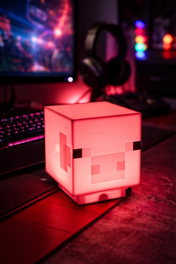 Pixel Pig Night Light with Sound – Cute Gaming Room Lamp for Geek Decor