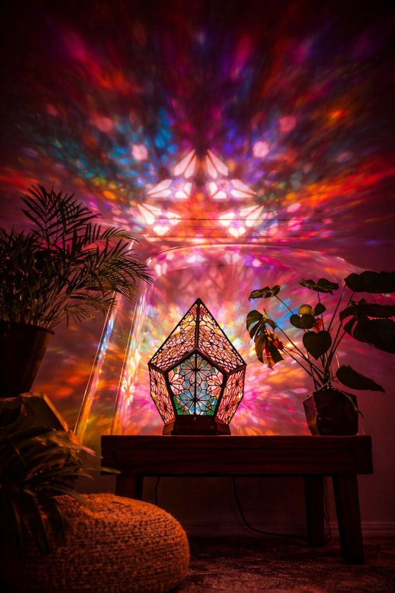 Vintage Bohemian Projection Table Lamp – Colorful Ambient Light Decor
