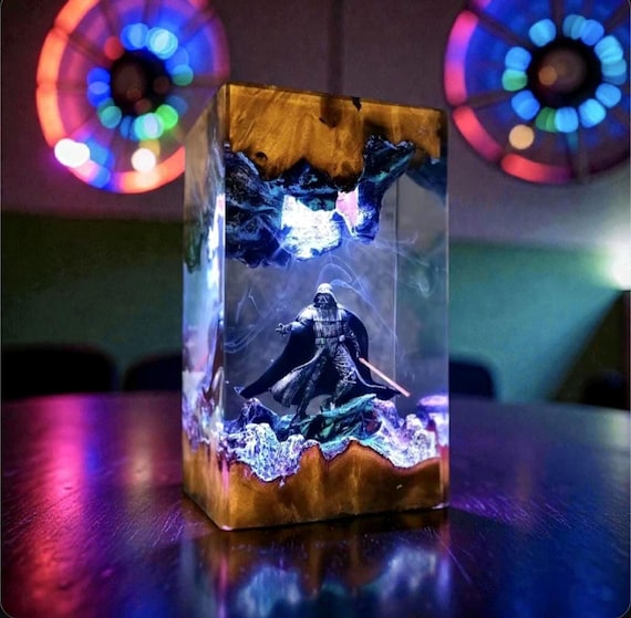 Dark Resin Figurine Lamp – Gothic LED Night Light, Fantasy Home Decor, Unique Gift for Him, Gamer Room Decor