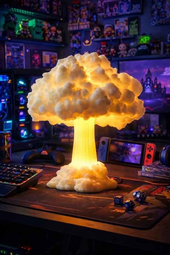 Nuclear Mushroom Cloud Lamp 3D – Atomic Bomb LED Desk Light – Statement Bedroom Decor