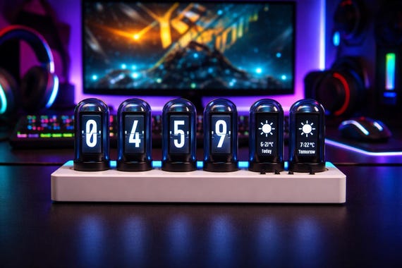 IPS Nixie Tube Alarm Clock with WiFi Control and LED Lights Geek