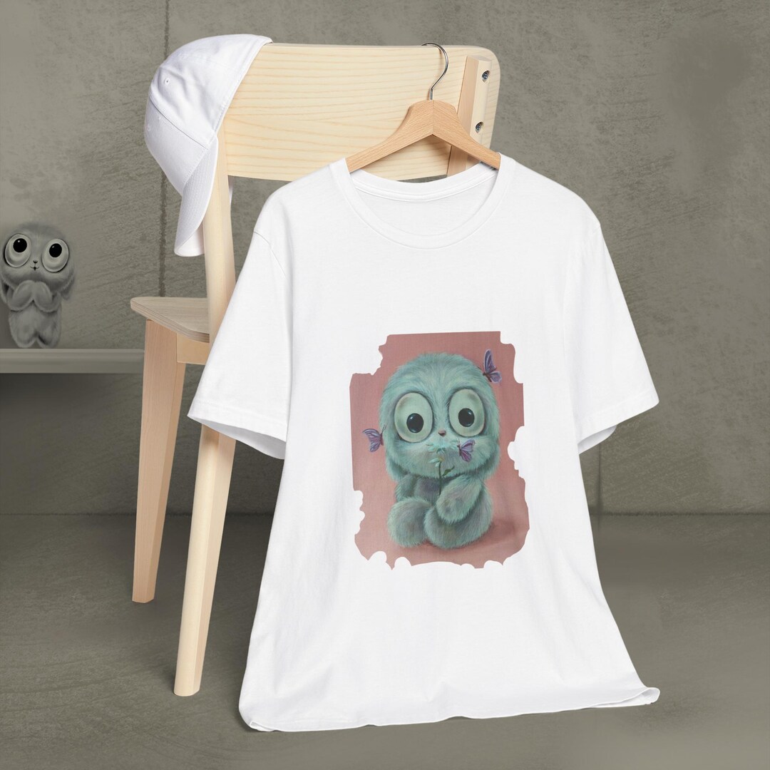 Cute Bunny Art T-shirt, Kawaii Rabbit With Butterfly Pastel Bunny ...