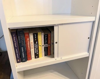 IKEA BILLY Bookshelf Sliding Door Set | Space Saving IKEA Hack for Billy Bookcase | Custom Built-in Library Look | Sliding Door Hardware Kit