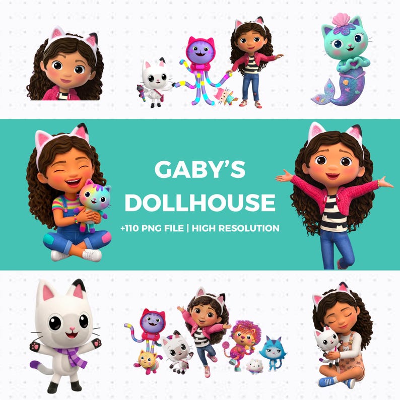 Gabby's Dollhouse PNG Clipart Bundle – Digital Gabby Clip Art, Gabby's ...