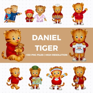 Paquete de imágenes prediseñadas PNG de Daniel Tiger – Arte de personajes (Descarga digital)