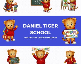 Paquete de imágenes prediseñadas PNG de Daniel Tiger para la escuela: personajes y arte escolar (descarga digital)