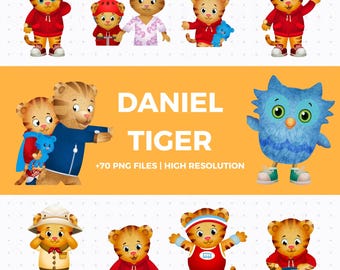 Paquete de imágenes prediseñadas PNG de Daniel Tiger – Arte de personajes (Descarga digital)