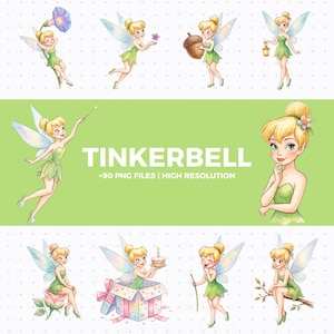 Tinkerbell PNG Clipart Bundle – Fairy Clipart, Files for Cricut, Believe in Tinkerbell Clipart, Fairy Princess PNG for Shirts, Fairy Clipart